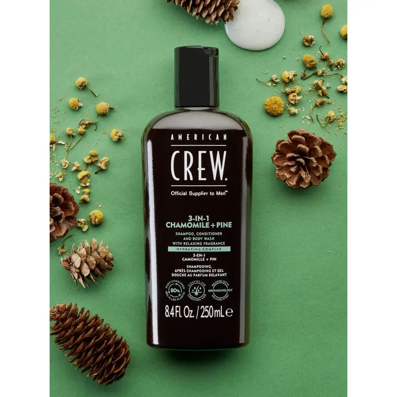 American Crew - 3 in 1 Chamomile & Pine Shampoo, Conditioner & Body Wash 450ml
