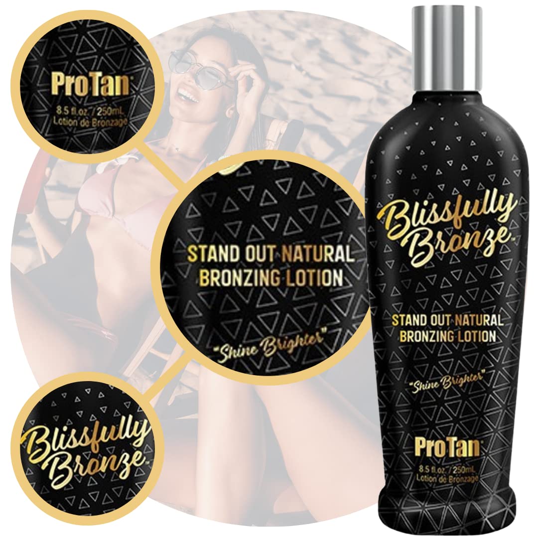 Pro Tan bronzing lotion bottle with branding and product details.