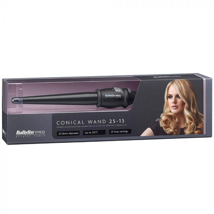 Babyliss Black Pro Conical Wand 25 13mm Hairways Hair and Beauty Ltd