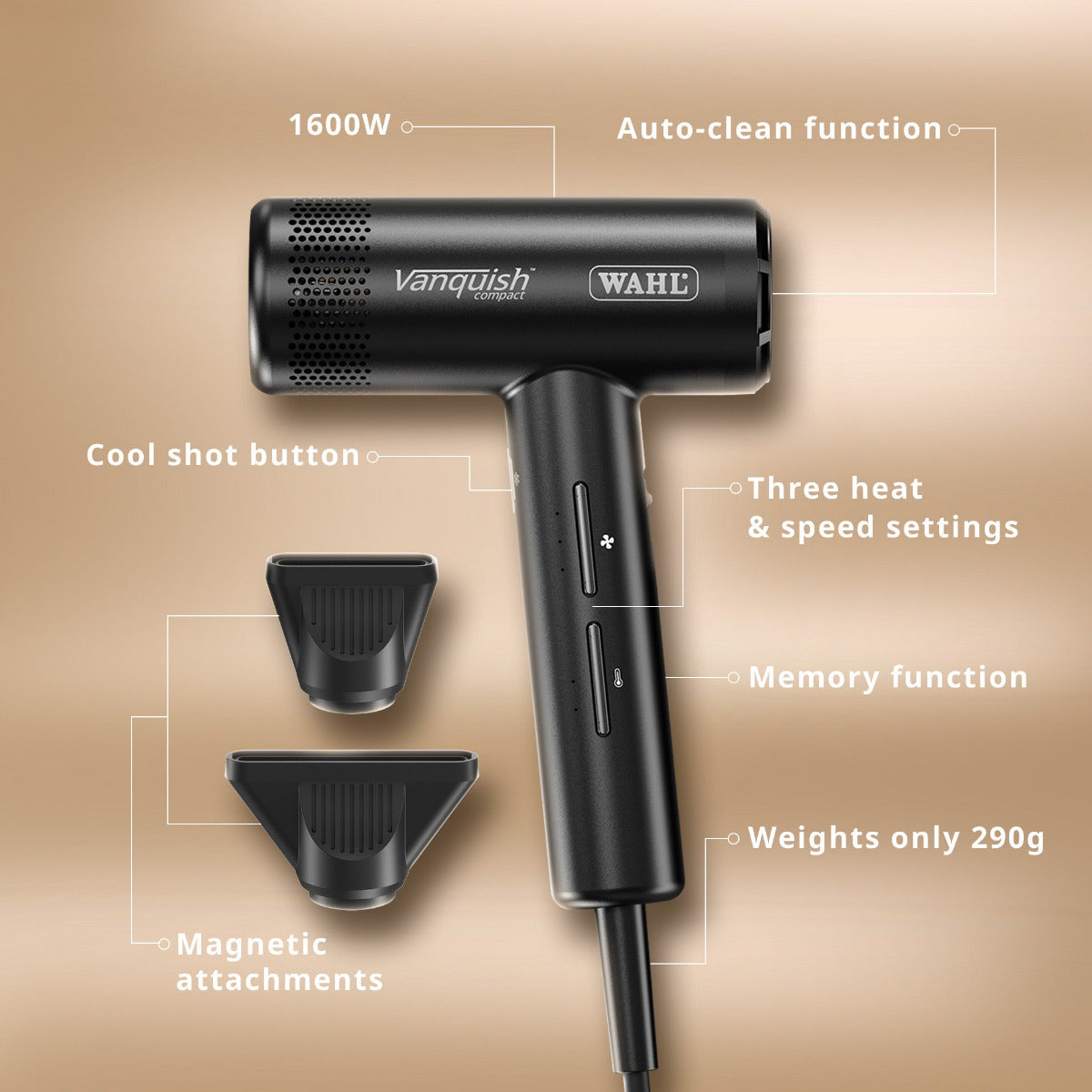 Wahl Vanquish Compact Hair Dryer - Black