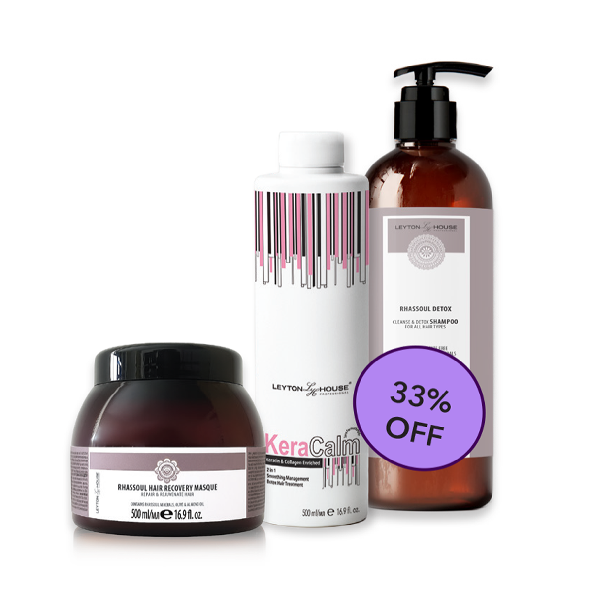 Leyton House Keracalm ×2 + Rhassoul Masque & Detox Bundle – Reconstruct, Revive & Detoxify Hair