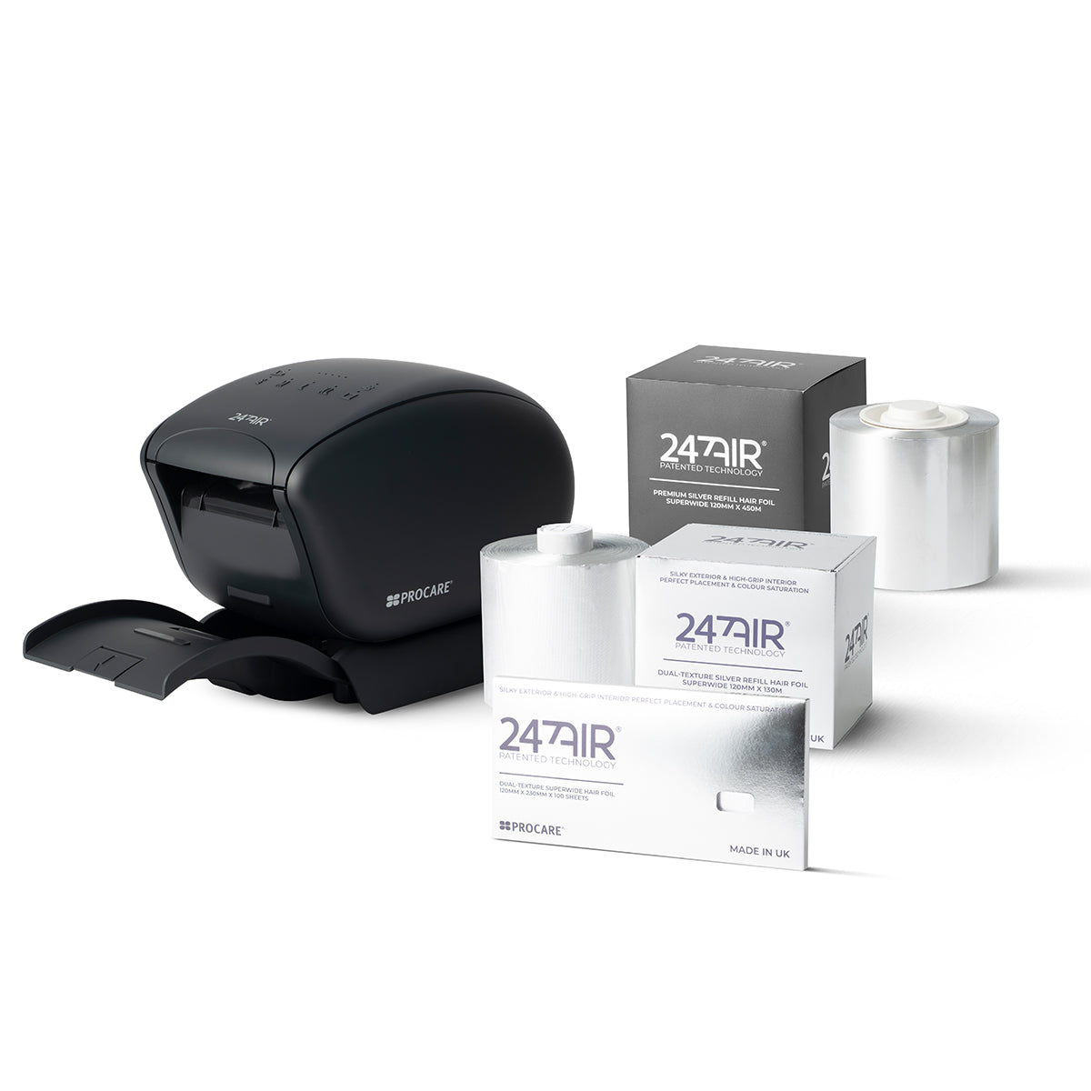 Medical device and packaging with '24/7 Air' branding on a white background