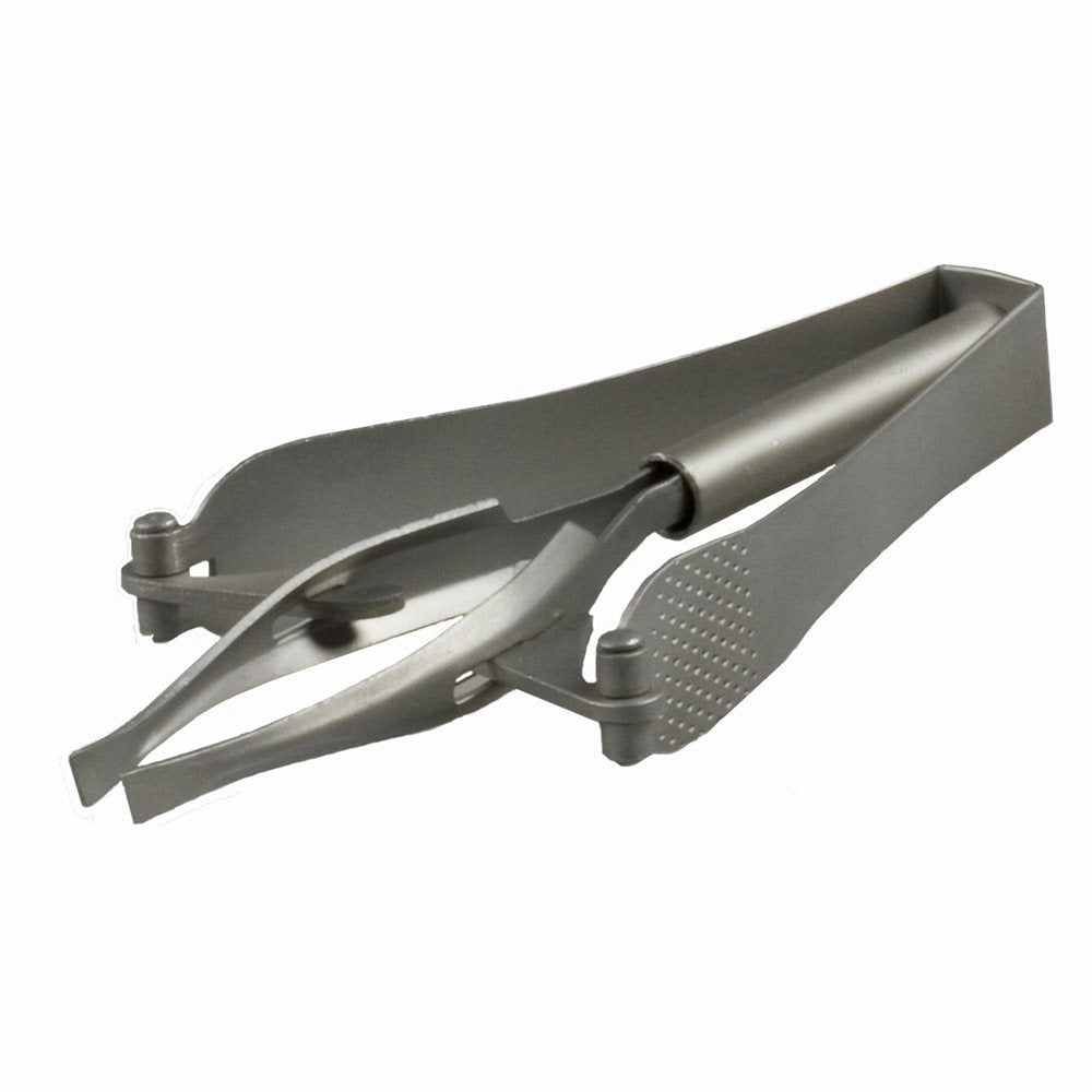 A stainless steel automatic tweezer designed for removing hair and shaping eyebrows.