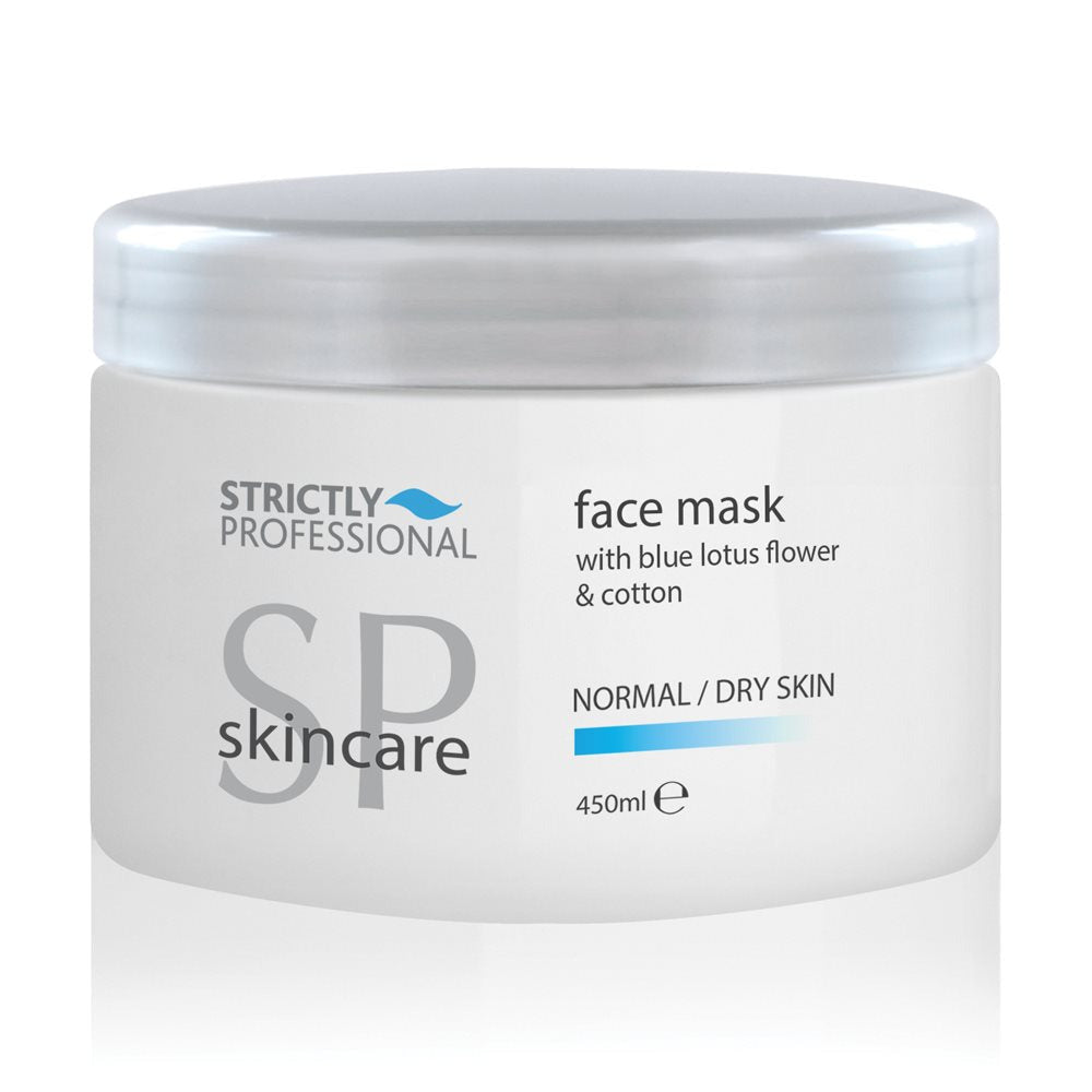 A tube of Strictly Professional brand face mask designed for normal/dry skin.