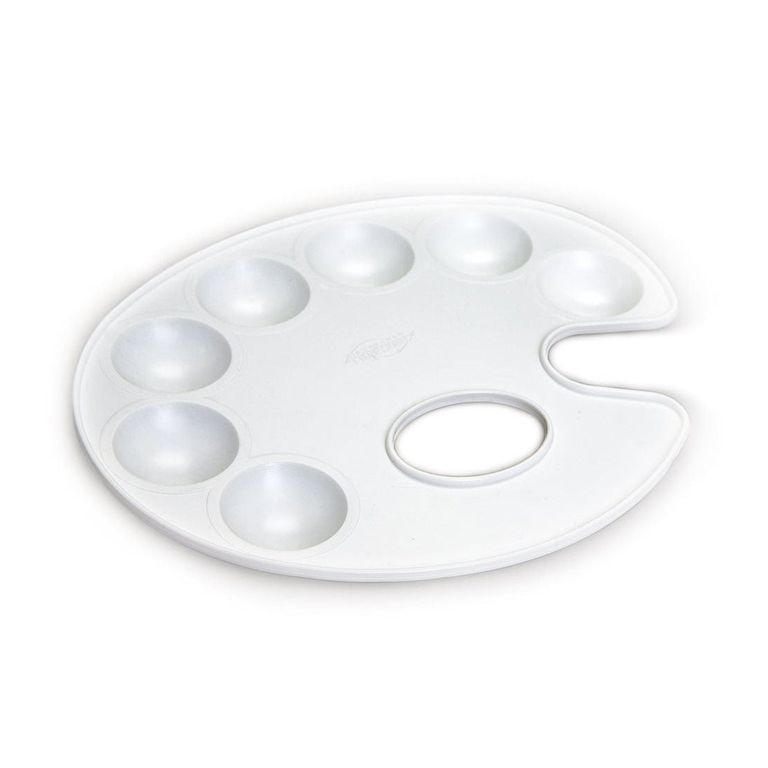A white makeup palette with multiple compartments for storing makeup products.