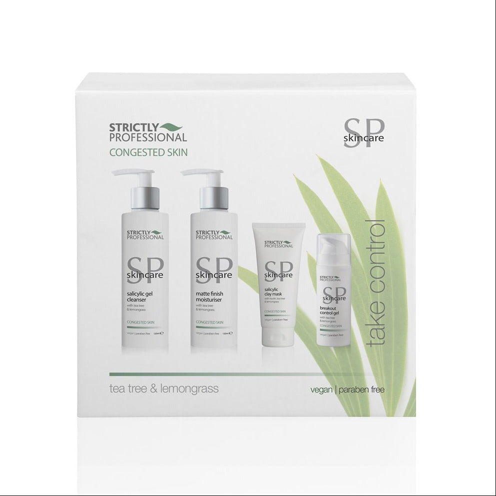 SP Skincare product set packaging with bottles and text on a white background