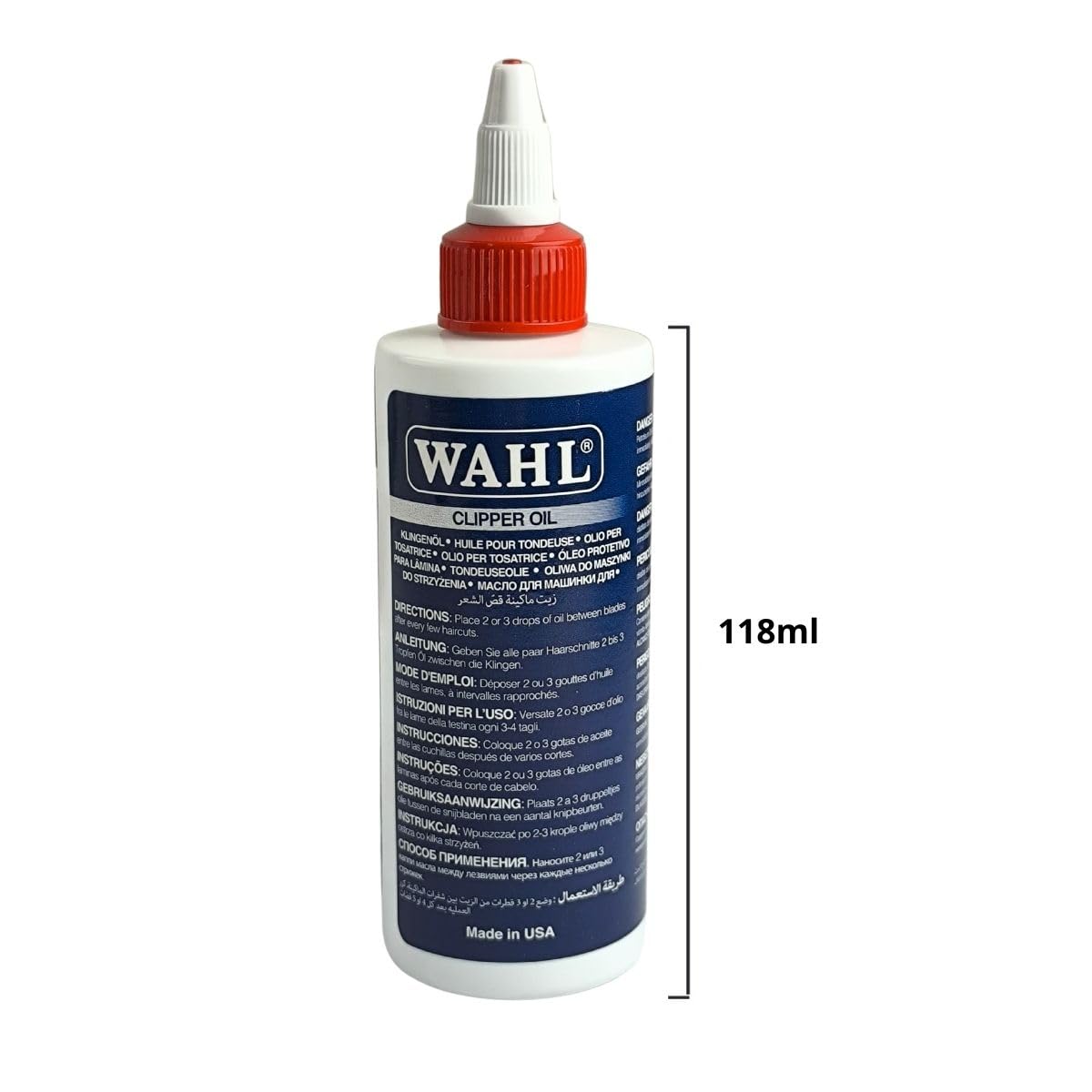 image of the wahl clipper oil showing the 118ml size