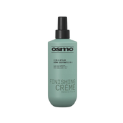 Osmo 2-in-1 Styler Finishing Creme bottle in a muted sage green color with a black spray nozzle, shown on a plain white background.