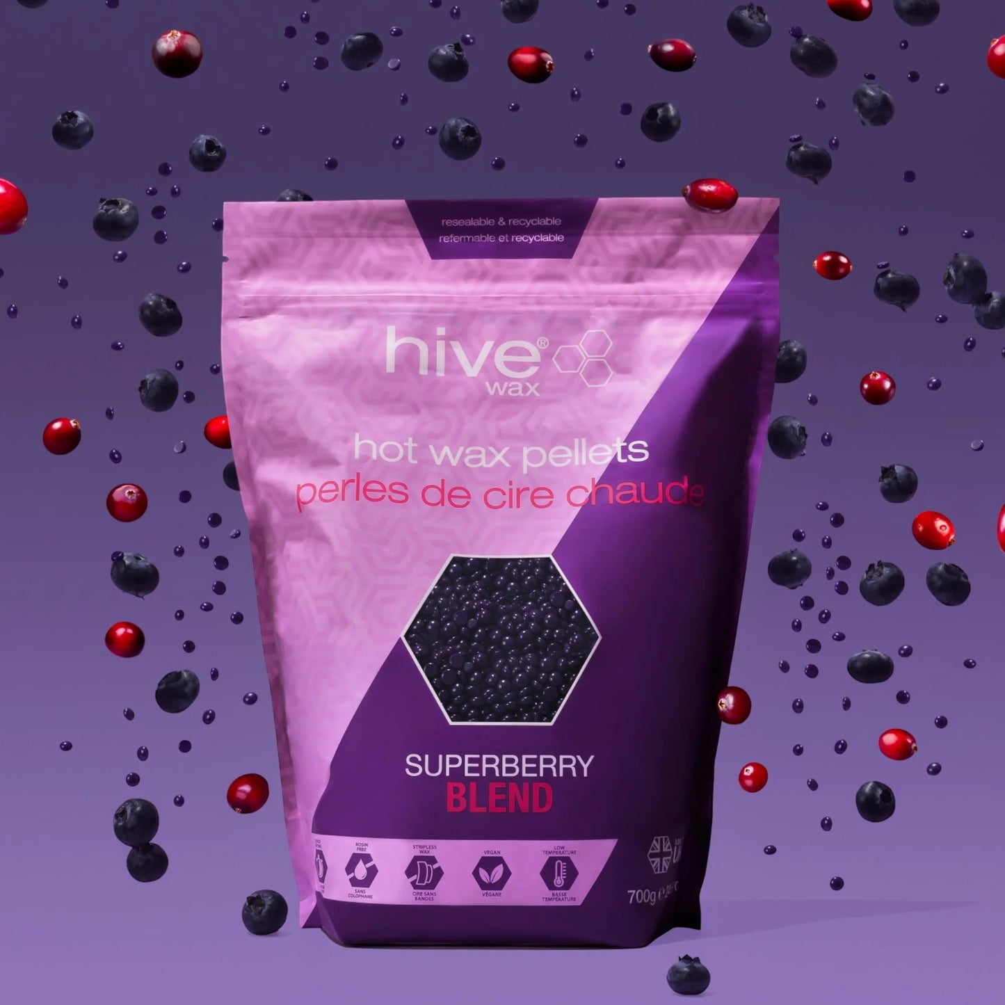 Hive Superberry Hot Wax Pellets 700g | Rosin-Free Vegan Film Wax