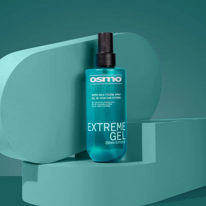 Osmo Extreme Gel bottle on a teal geometric background