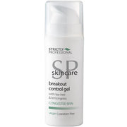 Skincare breakout control gel bottle with 'Strictly Professional' branding on a white background
