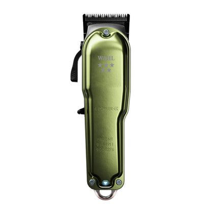 Green Wahl grooming clipper on a white background