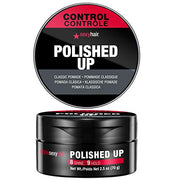 Packaging for SexyHair Polished Up Classic Pomade, showing the container and the lid with the product name and description.