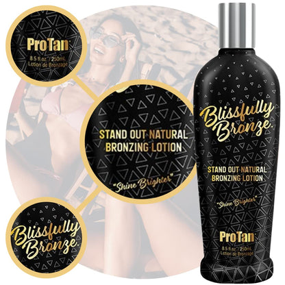 Pro Tan bronzing lotion bottle with branding and product details.