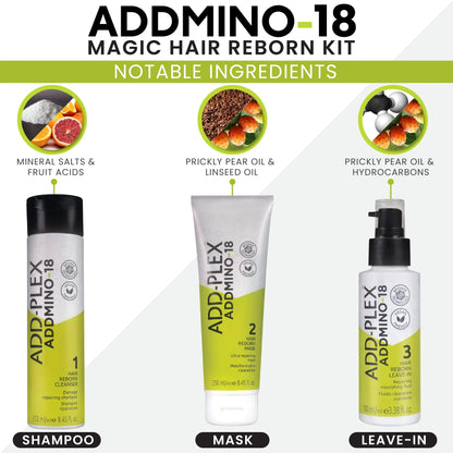 Addmino-18 Magic Hair Reborn Kit (Cleanser, Mask & Leave-In)