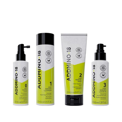 Addmino-18 Hair Reborn 4-Step Kit (Elixir, Cleanser, Mask & Leave-In)