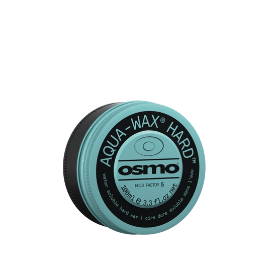 A 100ml jar of Osmo Aqua-Wax Hard Wax in a mint green and black colorway, shown on a solid white background.