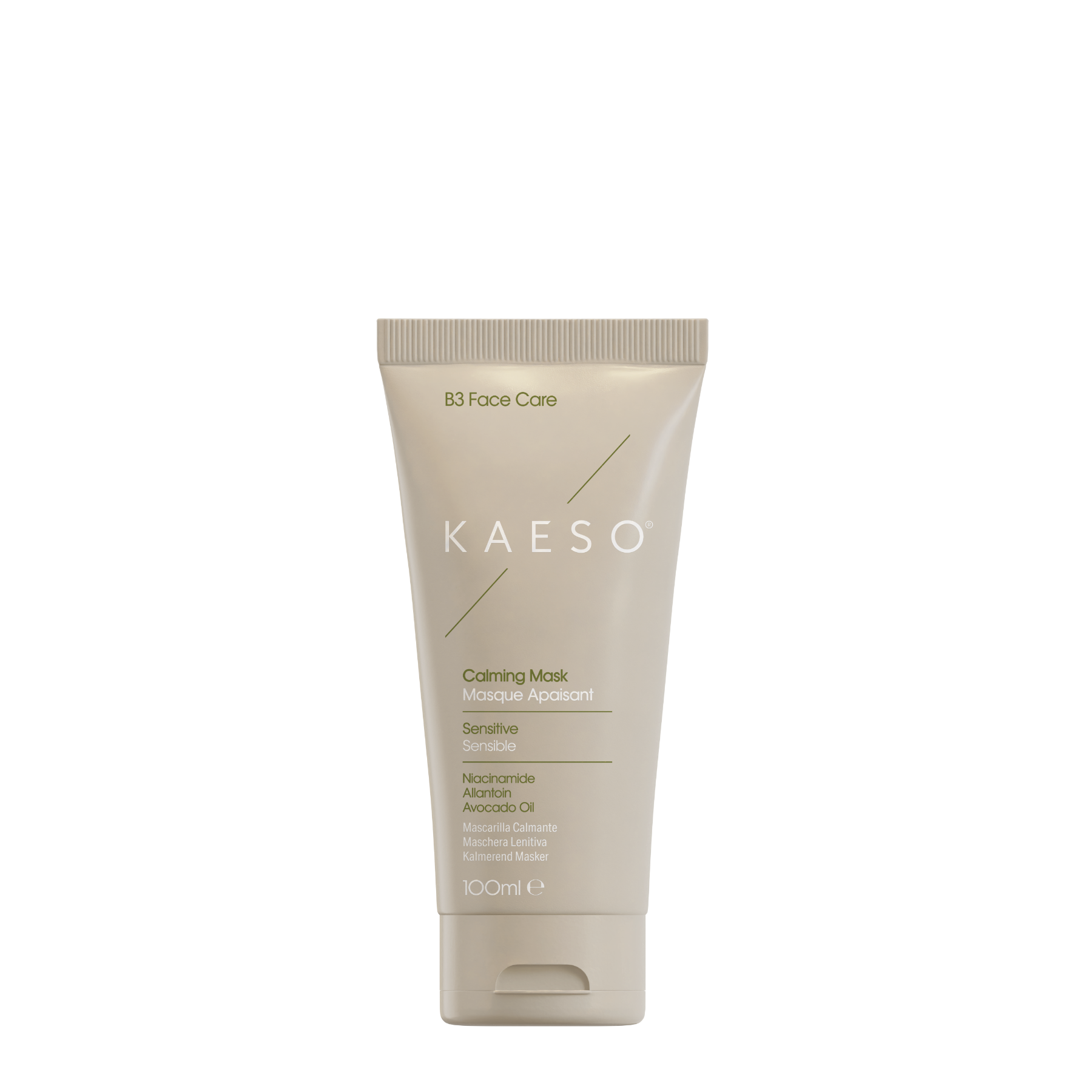 KAESO B3 Face Care Calming Mask Sensitive 100ml squeeze tube, shown on a clean white background.