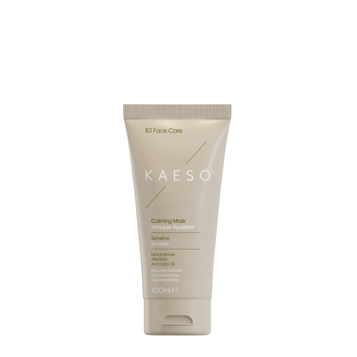 KAESO B3 Face Care Calming Mask Sensitive 100ml squeeze tube, shown on a clean white background.