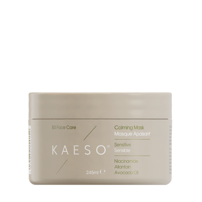 KAESO B2 Face Care Calming Mask Sensitive in a 245ml beige jar, shown against a plain white background.