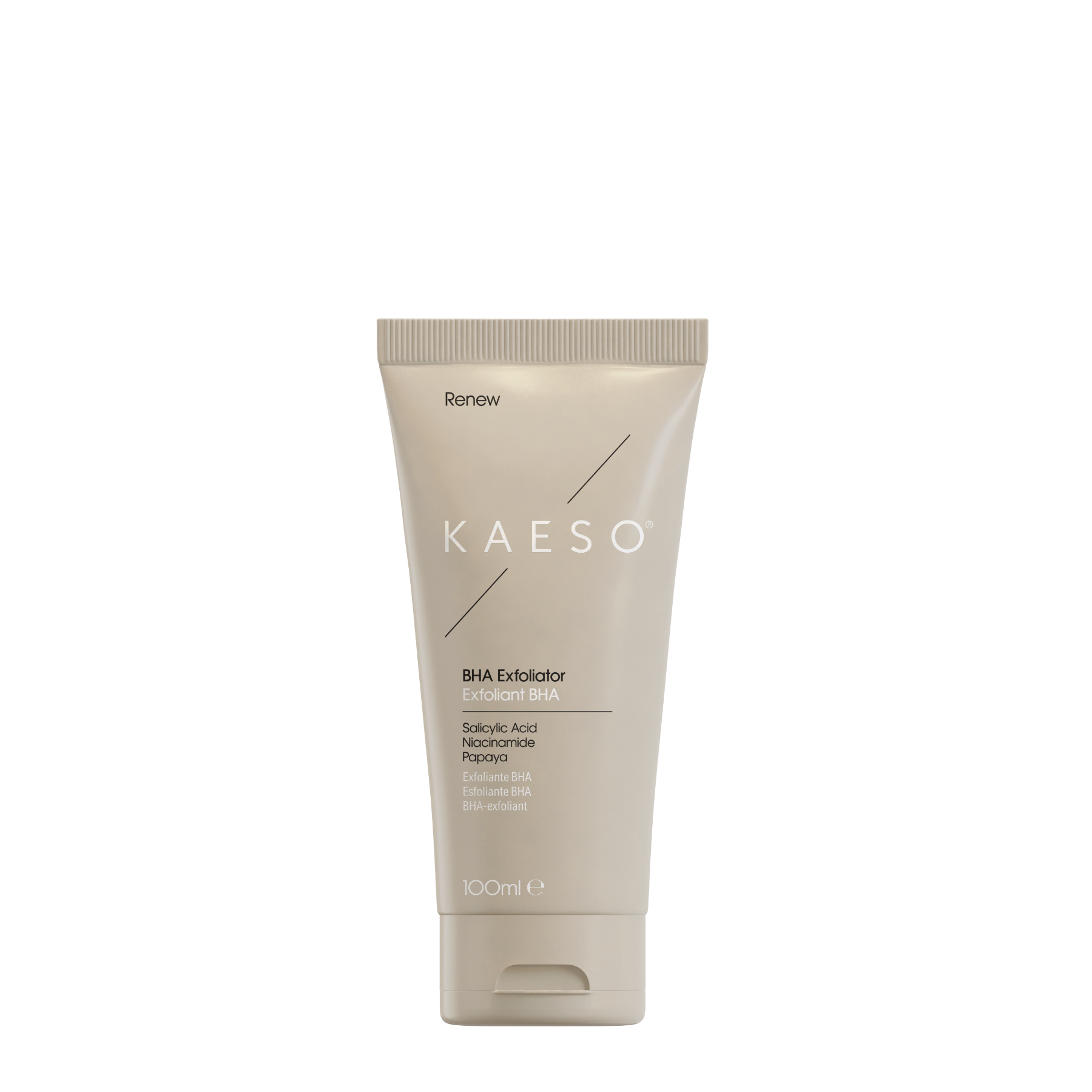KAESO Renew BHA Exfoliator Gelactic Acid Exfoliating Mask in a 150ml squeeze tube, shown on a plain white background.