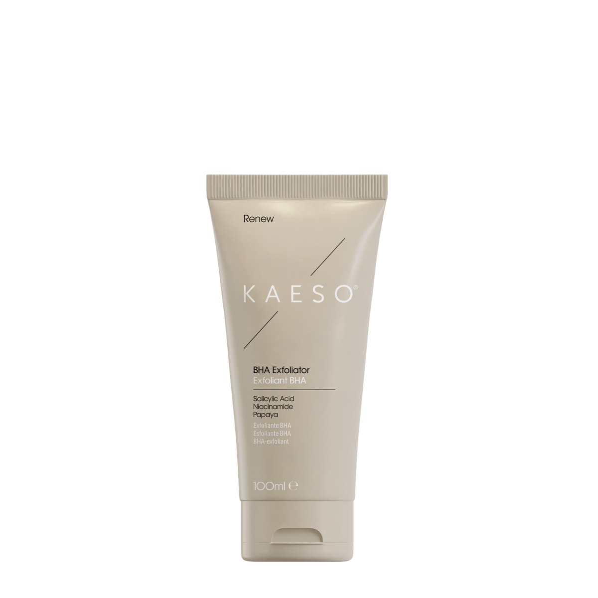 KAESO Renew BHA Exfoliator Gelactic Acid Exfoliating Mask in a 150ml squeeze tube, shown on a plain white background.
