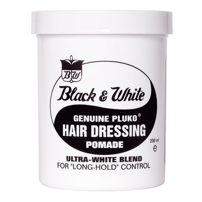 Black & White Genuine Pluko Hair Pomade 200ml | Classic Professional Hair Wax