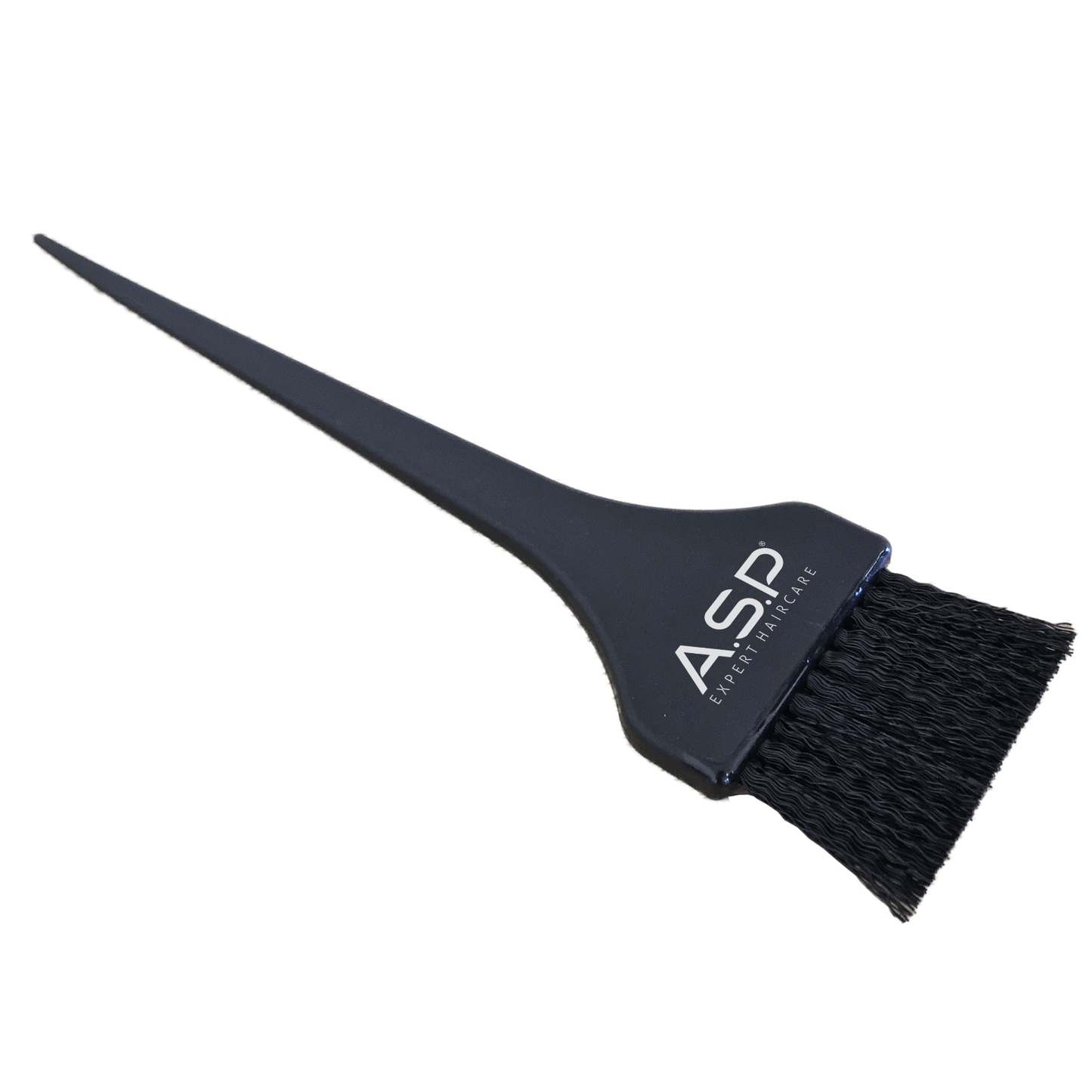 Black hair dye brush with bristle end on a white background