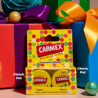 Carmex Lip Balm Pot Duo – Classic & Cherry Moisturising Lip Care Set