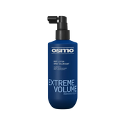 A blue bottle of Osmo Extreme Volume Root Lifter Spray with a black pump dispenser, shown on a plain white background.