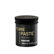 A 100ml black jar of Osmo Fibre Paste Hold Factor 5 hair styling paste, featuring gold lettering on a clean white background.