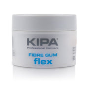 A container of KIPA Professional Haircare Fibre Gum Flex, primarily in a white jar with blue and black text.