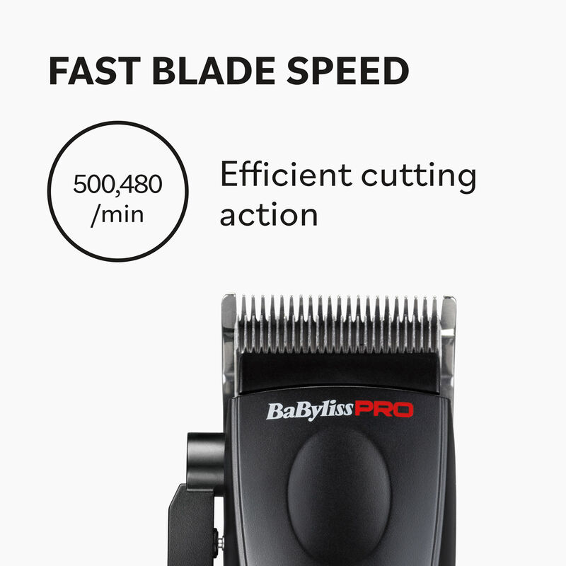 BaByliss Pro hair clipper babyliss fxfresh with text highlighting fast blade speed on a white background