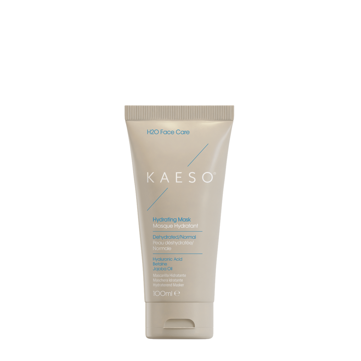 KAESO IHO Face Care Hydrating Mask in a 100ml squeeze tube, featuring a light beige design with white and blue text, set against a plain white background.