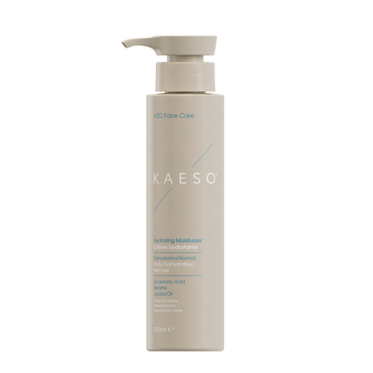 KAESO Hydrating Moisturiser 195ml pump bottle in a light beige color, shown on a solid white background.