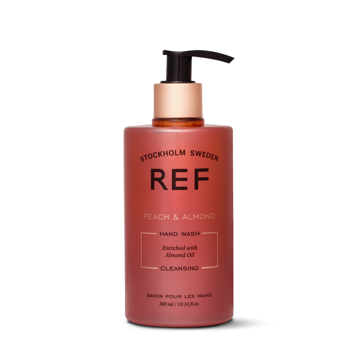 Hand wash bottle with pump from REF Stockholm Sweden on a white background