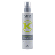 A bottle of Kipa Head Shot Gel Spray with the brand's logo in green on a white background, indicating the product is for styling and finishing hair.