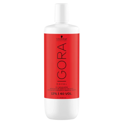 Schwarzkopf Igora Royal hair color developer bottle on a white background