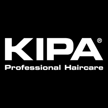 White KIPA Professional Haircare logo text on a solid black background.