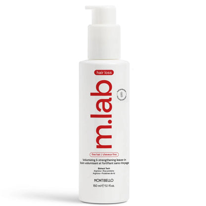 m.lab hair loss treatment bottle on a white background