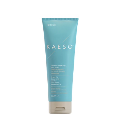 Kaeso Moringen Butter Foot Mask in a light blue squeeze tube with a beige cap, shown on a plain white background.