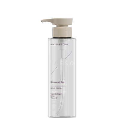 Aesop Pro-Coll Face Care Monocurrent Gel in a clear rectangular bottle with a beige pump dispenser, shown on a plain white background.