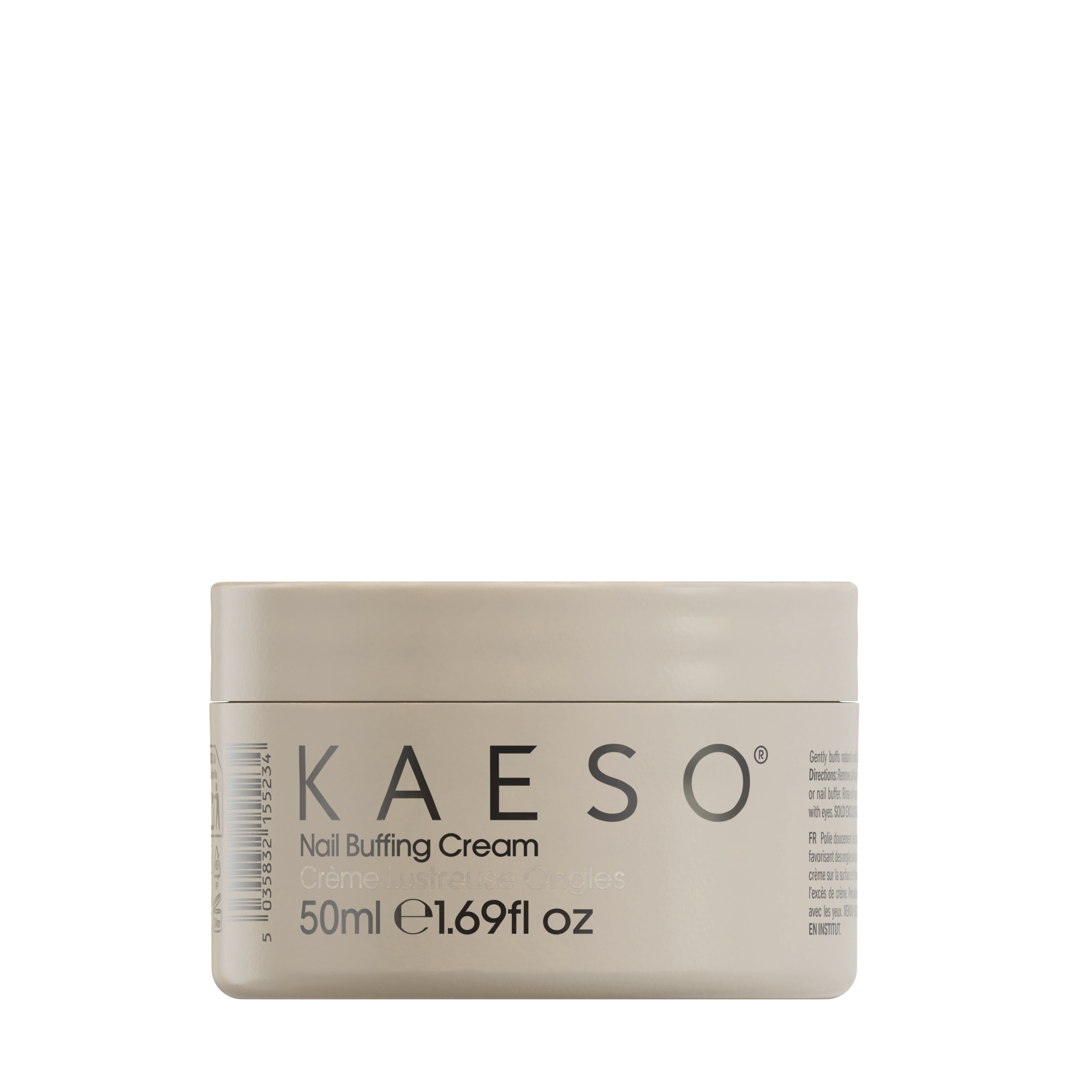 KAESO Nail Buffing Cream in a square cream-colored jar