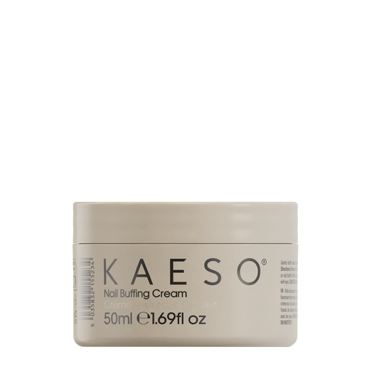 KAESO Nail Buffing Cream in a square cream-colored jar