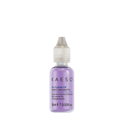 A small bottle of KAESO Pro Cultivate Oil hair care product with a light purple liquid and a clear cap, centered on a plain white background.