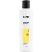 Nioxin shampoo bottle on a white background