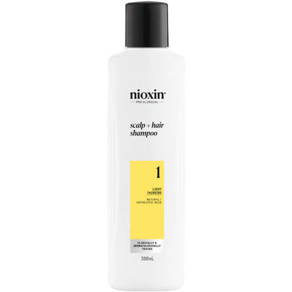 Nioxin shampoo bottle on a white background