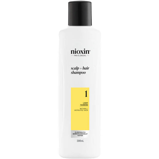 Nioxin shampoo bottle on a white background