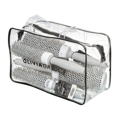 a bag of 5 different sized Olivia Garden Bristle brushes