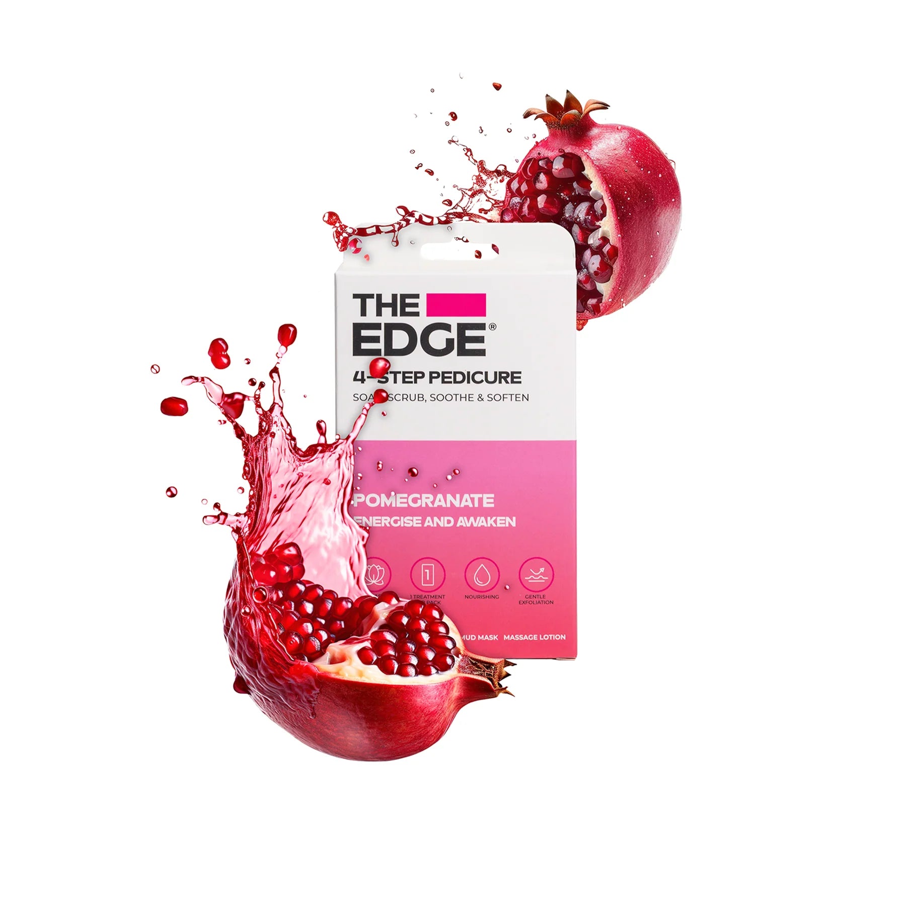 The Edge Nails - 4 Step Pedicure Kit - Pomegranate - Soften and Nourish